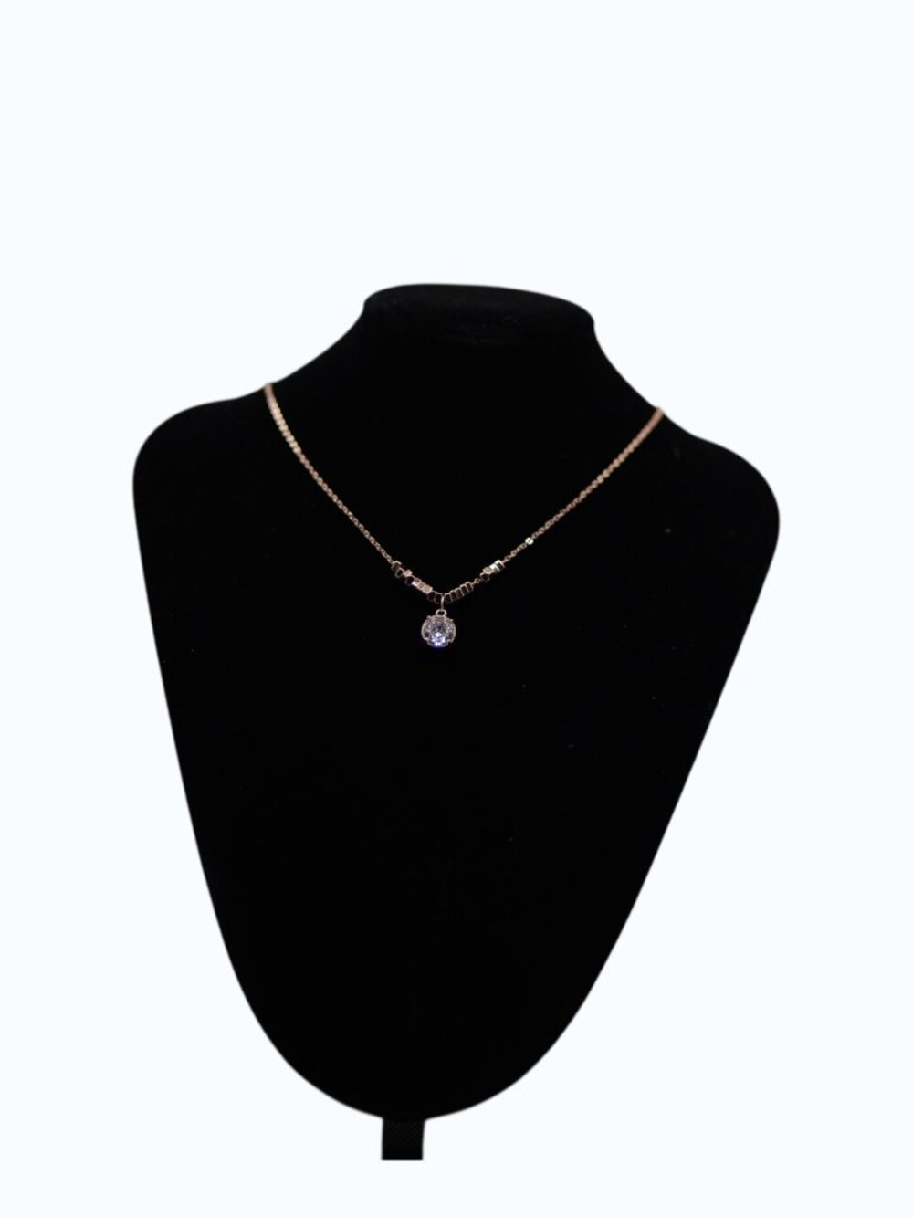 Rose Gold Tone Crystal Solitaire Pendant Necklace | Elegant Minimalist Jewelry